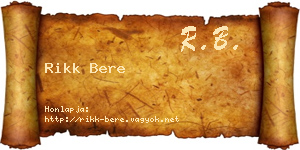 Rikk Bere névjegykártya
